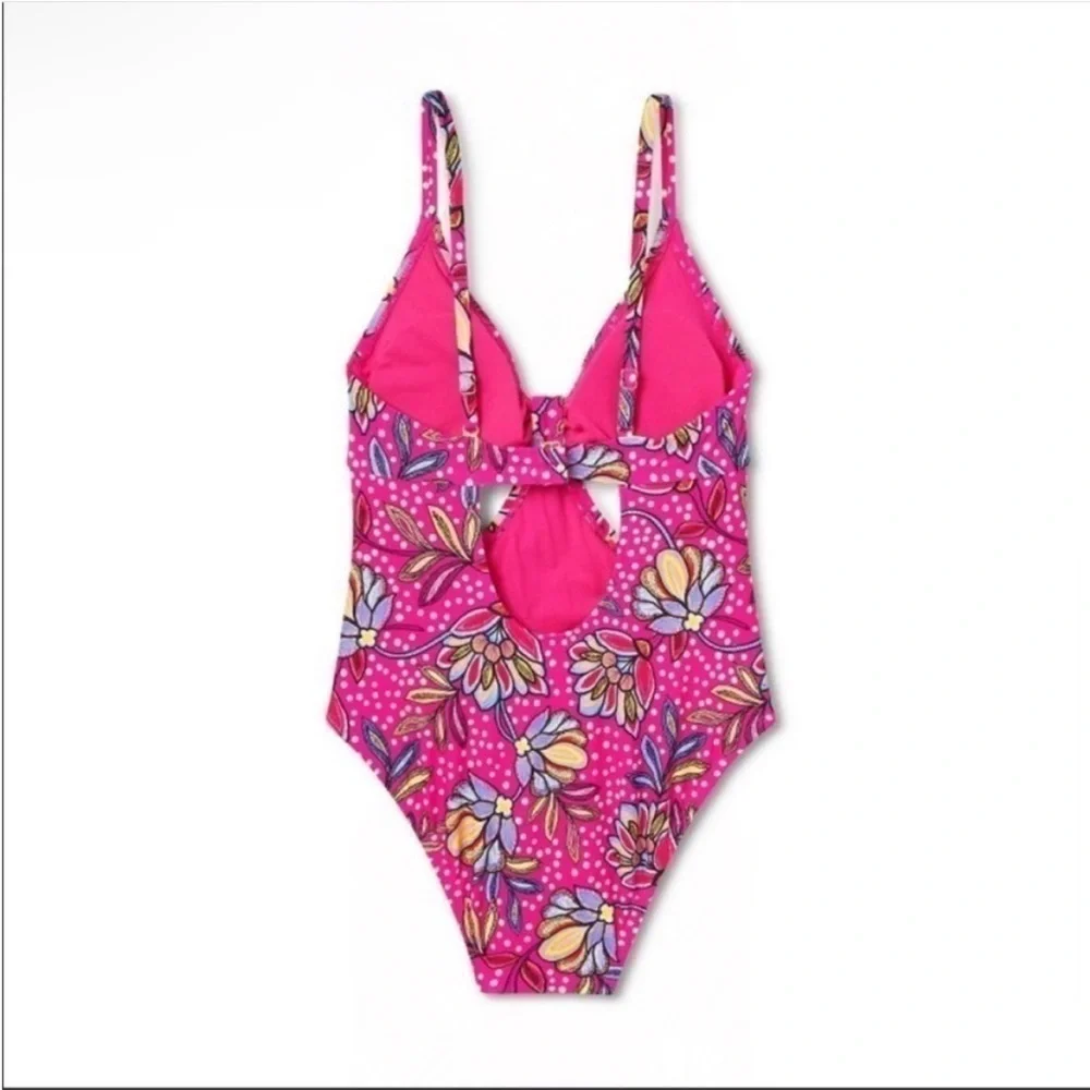 Tabitha Brown X Target Pink Floral Print One Piece Swimsuit MEDIUM NWOT